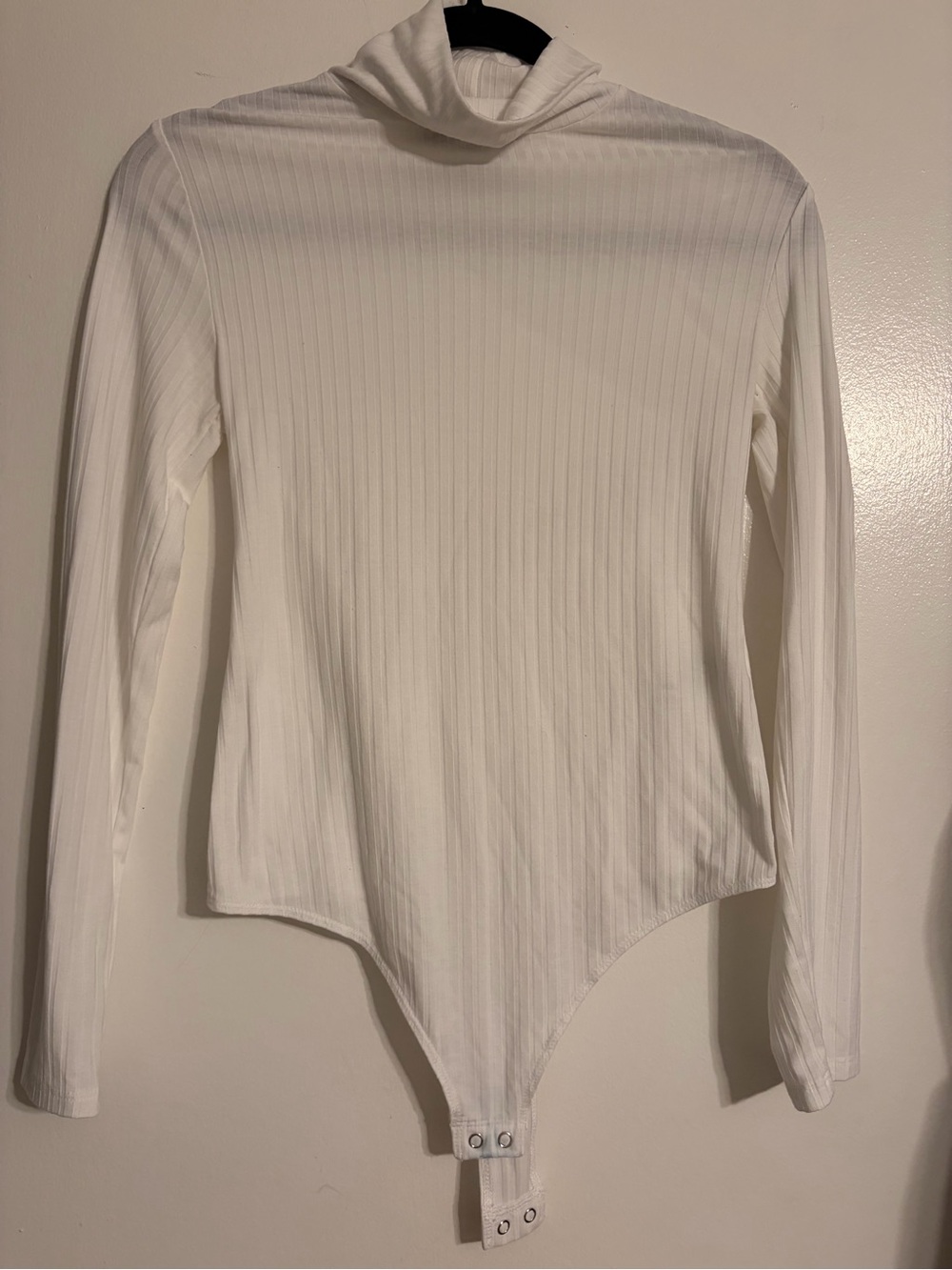 Women's White Ribbed Mock Neck Bodysuit